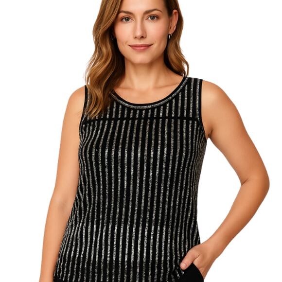 White House Black Market Sequin Beaded Tank in Black – EUC Size Large - Picture 1 of 3